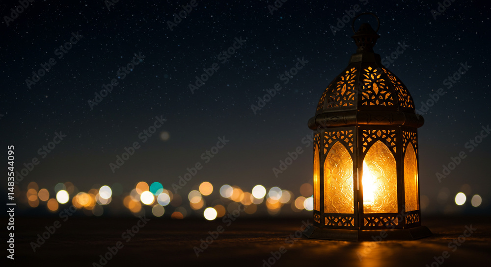 Ramadan Lantern Night Peaceful Starlit Glow City Lights Festive Islamic Celebration Ramadan Lantern Night Peaceful Starlit Glow City Lights Festive Islamic Celebration