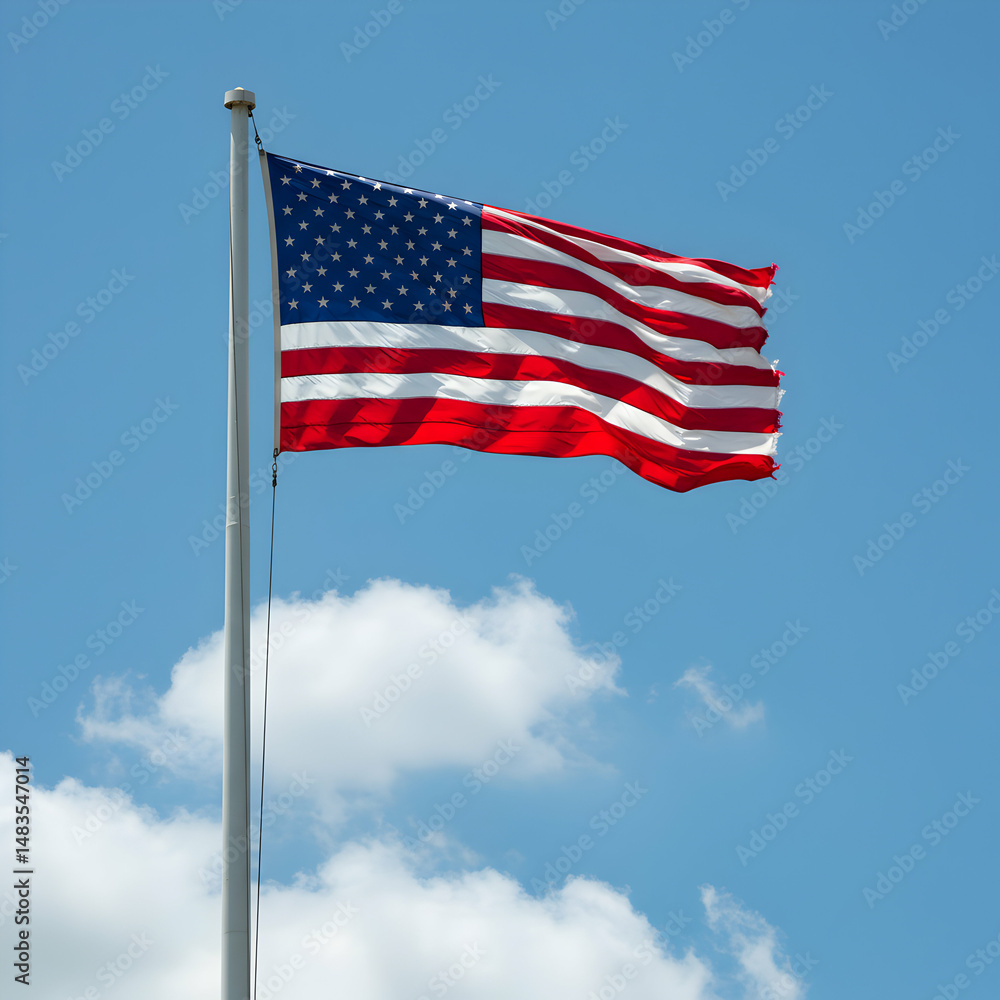 Fototapeta premium American Flag: US Flag Waving, Patriotic Image