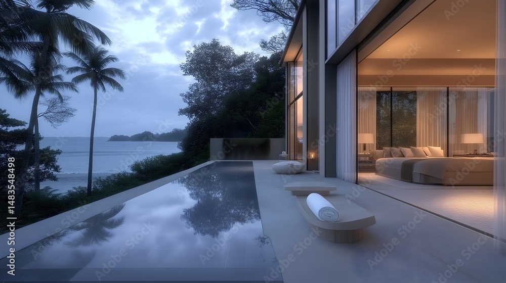 Fototapeta premium Smart home by the river generated by mid journey 