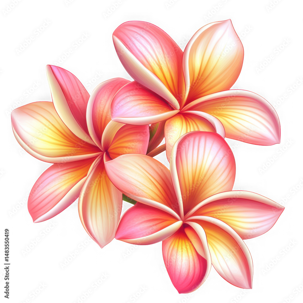Naklejka premium Pink plumeria flower floral design on white background on transparent background