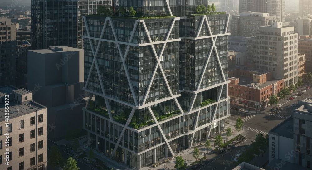 Obraz premium Modern Geometric Skyscraper Design