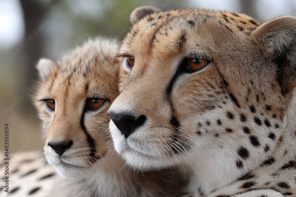 Joyful moments of a mother cheetah cuddling her precious cub on the sunlit savanna plains Joyful moments of a mother cheetah cuddling her precious cub on the sunlit savanna plains