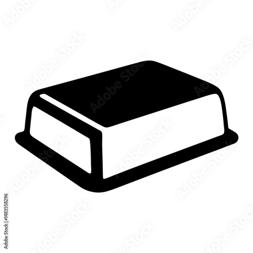 Black and White Rectangular Block Shape Icon Graphic Image Illustration Design