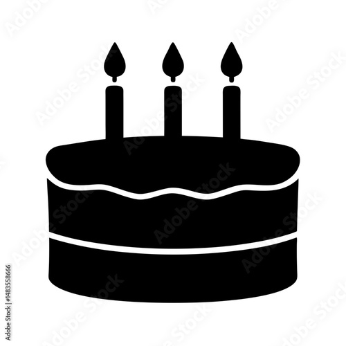 Delicious Birthday Cake with Three Lit Candles Festive Treat Sweet Dessert Celebration Party