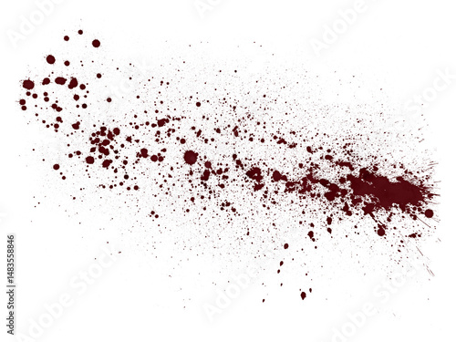 Blood or red paint splatter isolated on transparent background
