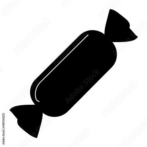 A Simple Black Silhouette of a Wrapped Hard Candy Sweet Treat