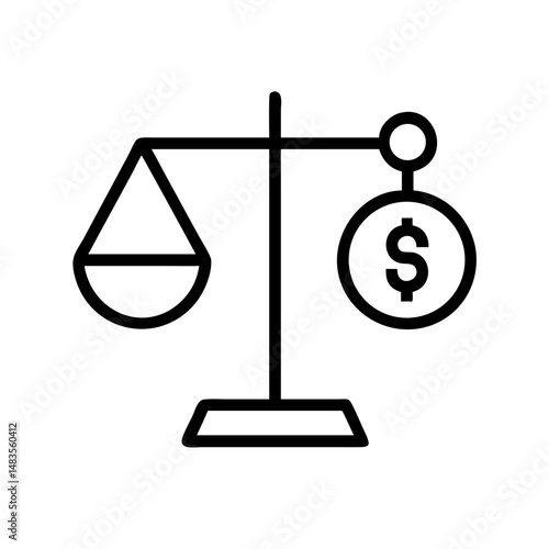 Debt vs Equity Balance Scale Icon – Finance Comparison:
Minimal vector icon of a balance scale weighing debt against equity, ideal for financial analysis and investment decision graphics.
