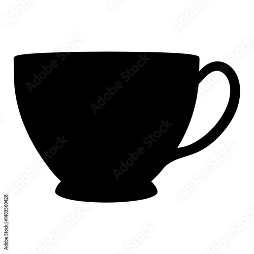 Silhouette of a Classic Teacup a Simple Black and White Illustration of a Teacup