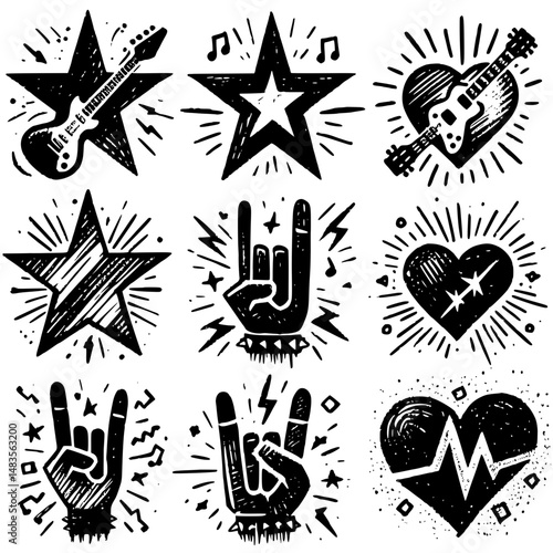 Edgy Soundwave Illustrations fusion of soundwave-inspired abstract elements with classic rock visuals and artistic depth