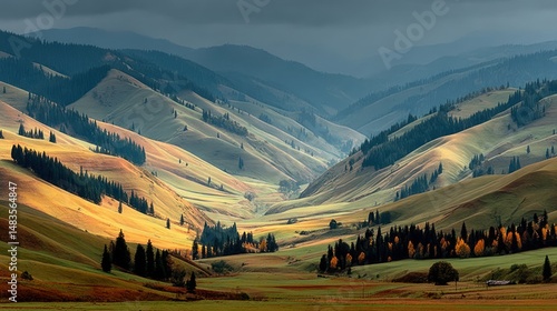 Golden valley hills panorama