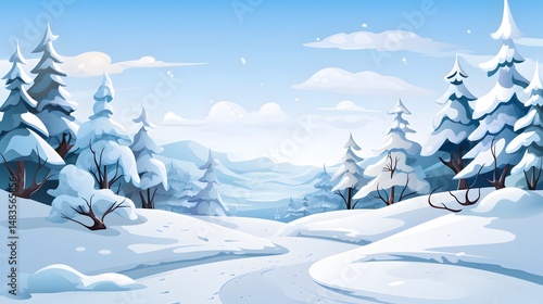 Snow Background Cartoon Vector Illustration Isolated - Professional Winter Holiday Design Element