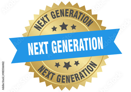 next generation. next generation round blue and gold label isolated on transparent background