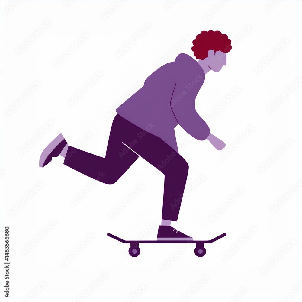 Obraz premium vector illustration of a skateboarder