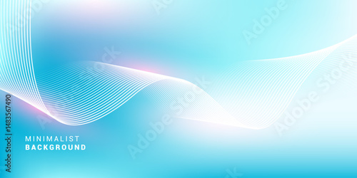 Abstract blue gradient background with shining lines waves. Minimalist background for banner, poster, cover, brochure, flyer, website