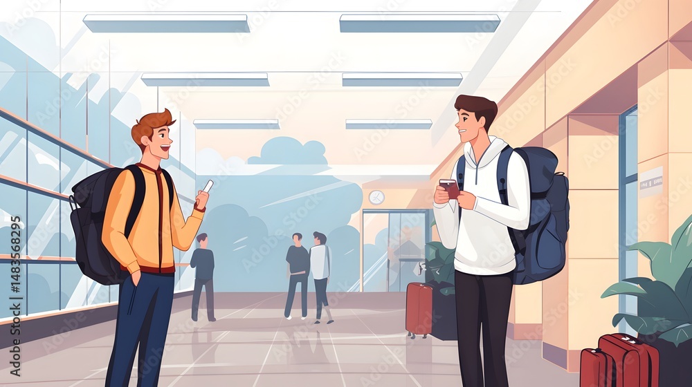 Obraz premium Professional image of two students talking in school hallway near the cef-df2-2-ad-b2eae_2