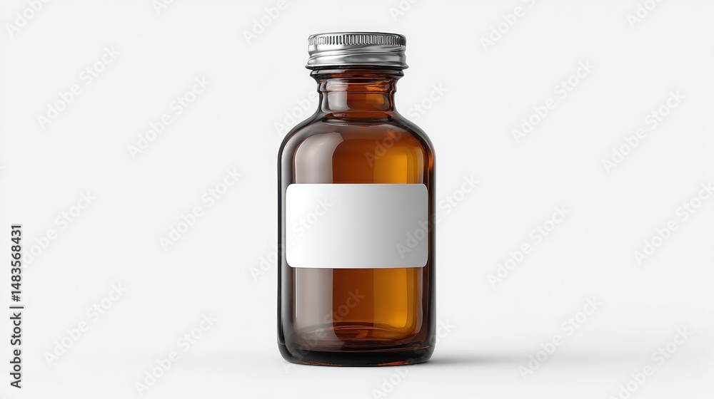 Amber glass bottle with blank label Amber glass bottle with blank label