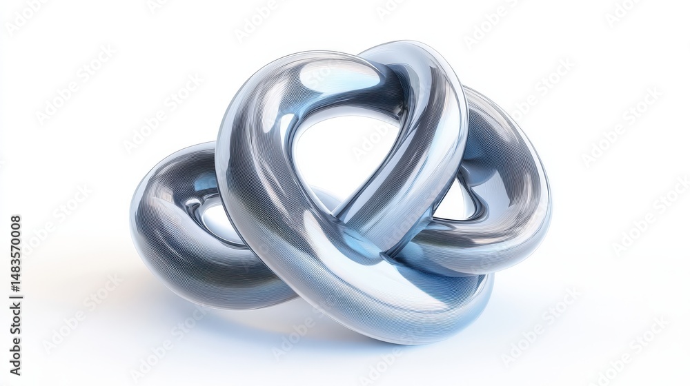 Naklejka premium Abstract metallic knot design with polished surface.