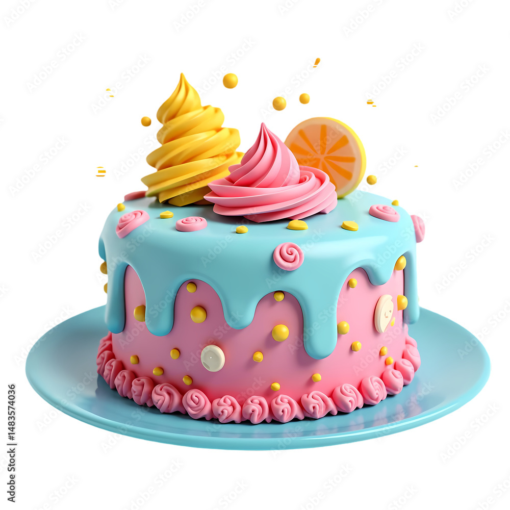 Delicious Birthday Cake 3D Rendered Image isolated on transparent background Delicious Birthday Cake 3D Rendered Image isolated on transparent background