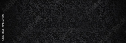 Intricate black gothic damask, shadowy floral motifs,  spooky,  mysterious