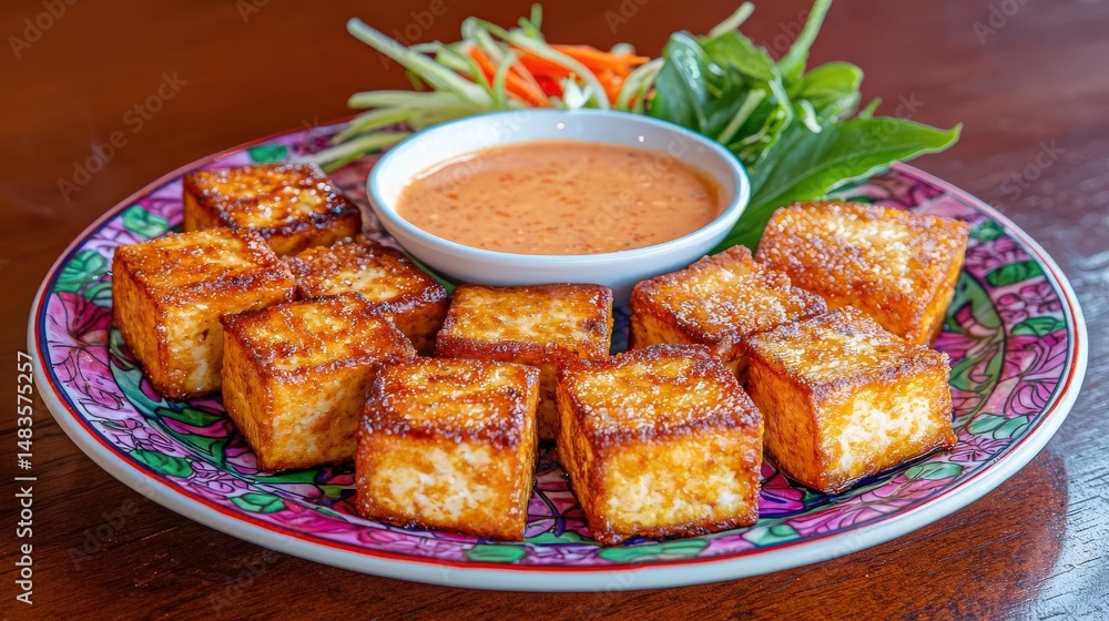 Creative tofu dish display captured in high-resolution image. Creative tofu dish display captured in high-resolution image.