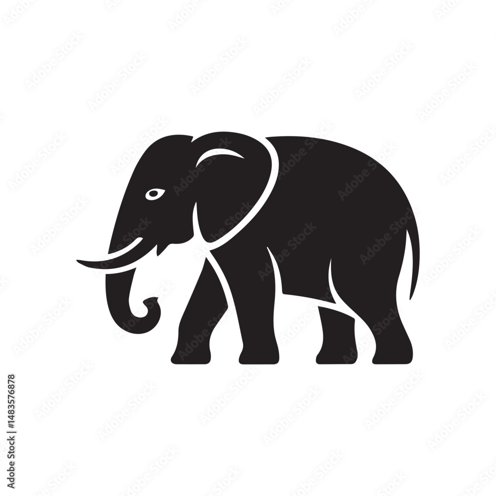 black elephant pictogram, with white background, Vector black elephant pictogram, with white background, Vector