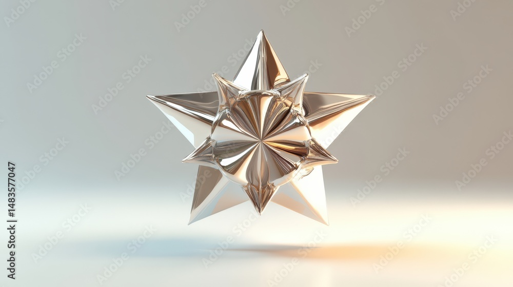 Obraz premium A metallic, geometric star shape, highlighted in a setting.