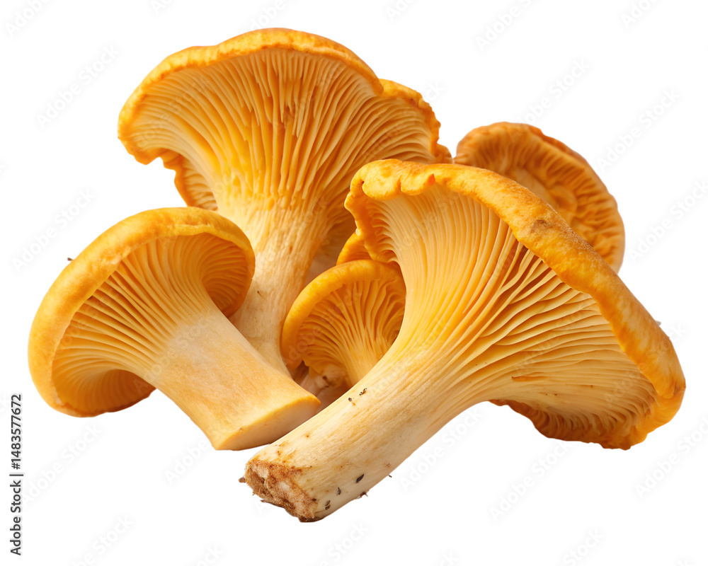 Fresh chanterelle mushrooms on white Fresh chanterelle mushrooms on white