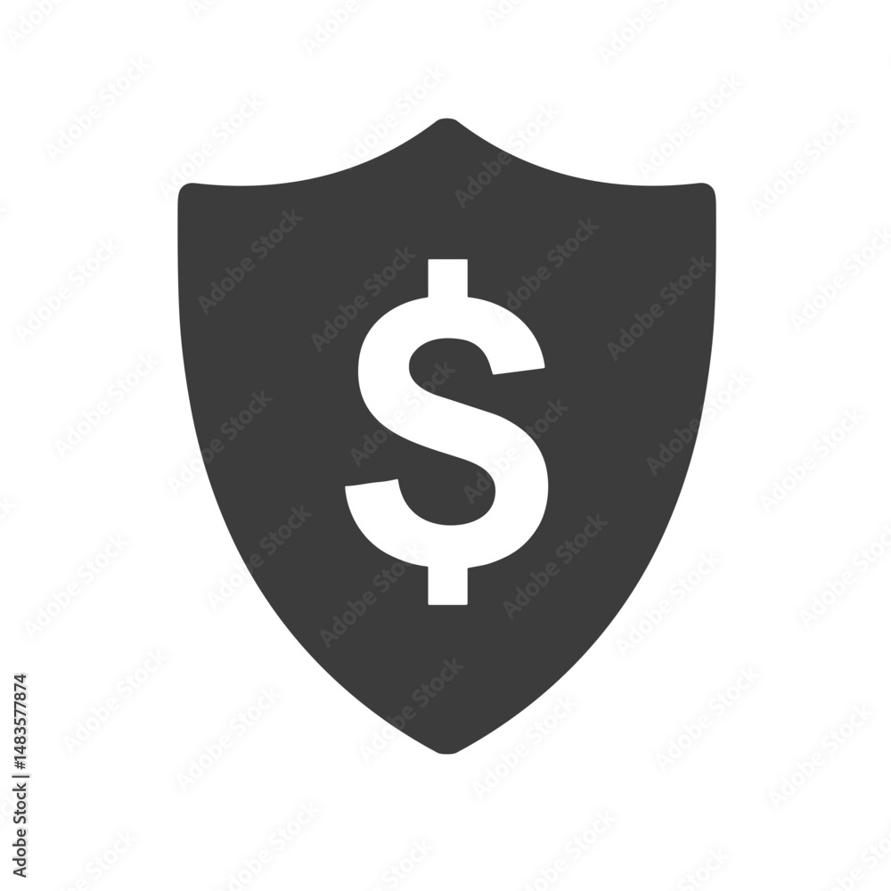 Dollar sign in shield icon representing security and finance  