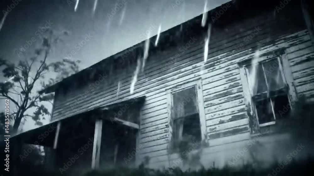 Abandoned House in the Rain A Dark and Eerie Atmosphere Abandoned House in the Rain A Dark and Eerie Atmosphere
