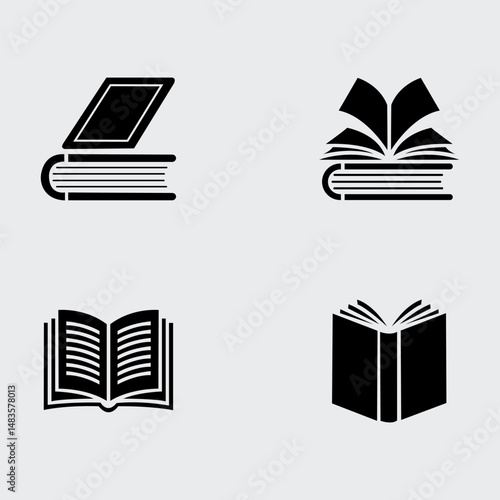 Vector set of decorative book silhouettes.