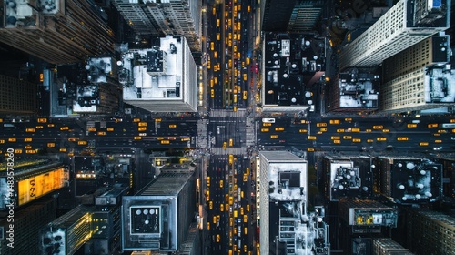 Wallpaper Mural Overhead panorama showcasing yellow cabs navigating through city intersections Torontodigital.ca