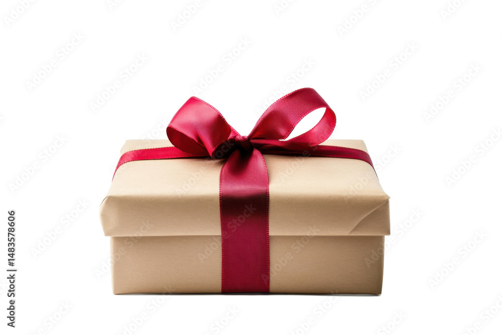 Fototapeta premium Wrapped gift box with red ribbon present for celebration