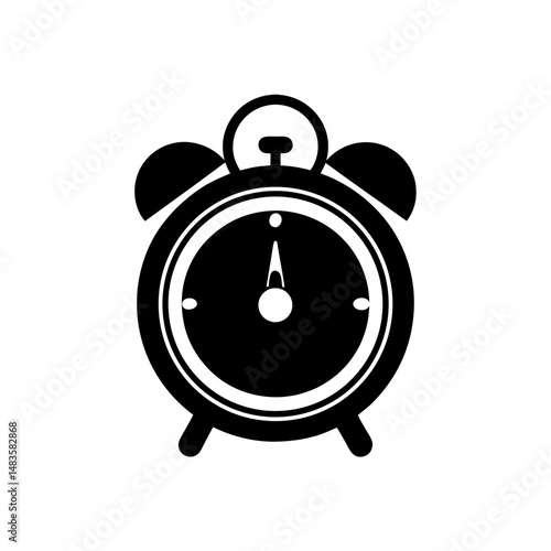 alarm clock with bell icon on white background
