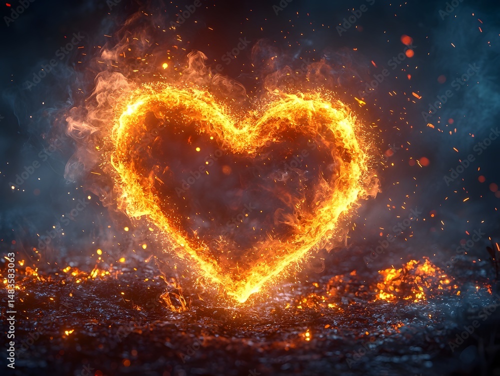 Fototapeta premium Fiery Heart of Passion