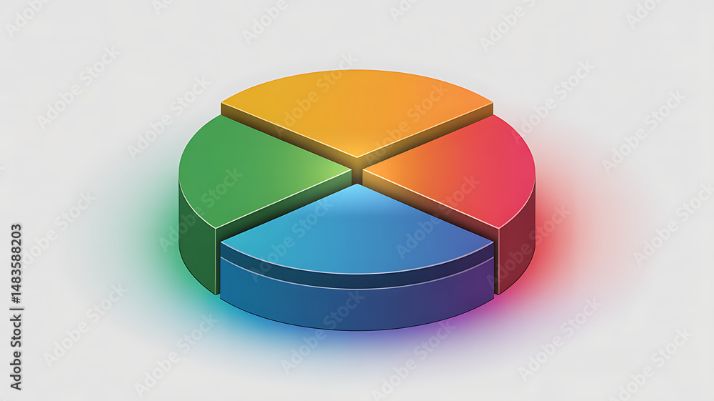 Obraz premium Three Dimensional Colorful Pie Chart Data Visualization Graphic