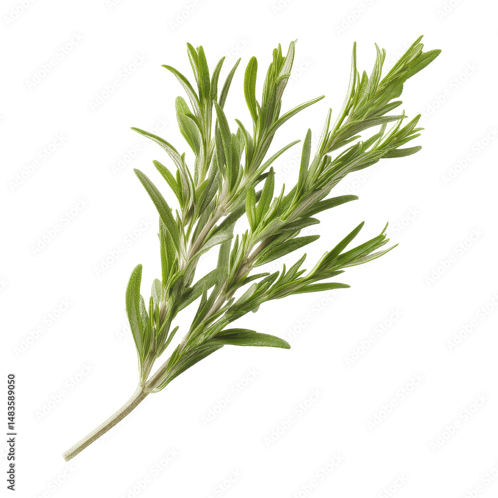 Fototapeta premium Fresh Rosemary Sprig Isolated on Green Transparent background