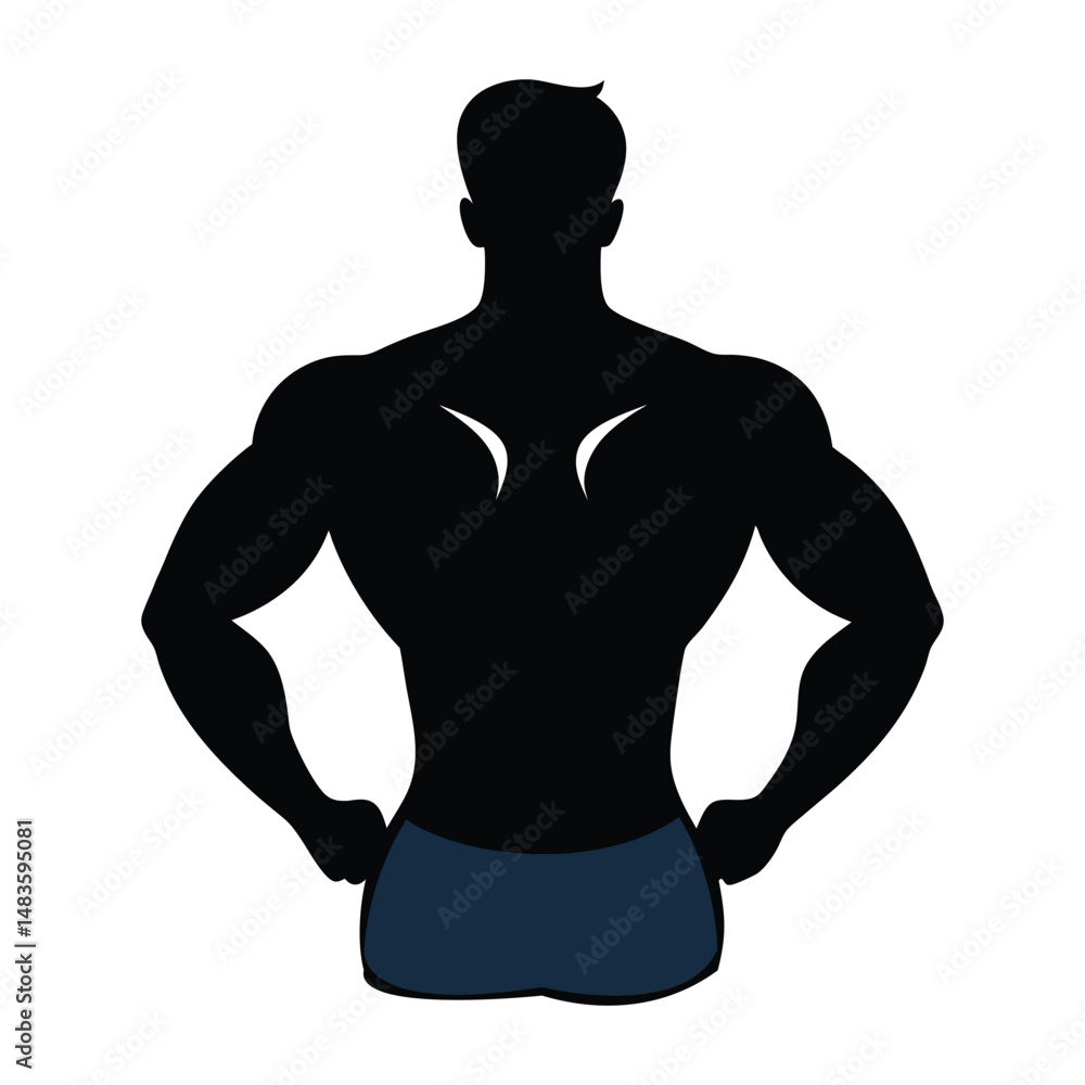 Fototapeta premium silhouette vector of muscular male back only