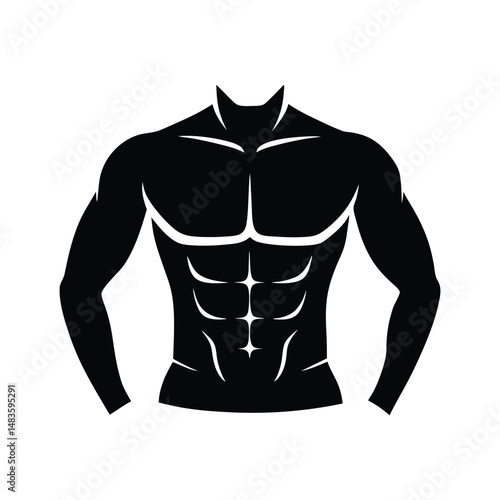 vector silhouette of male six pack abs