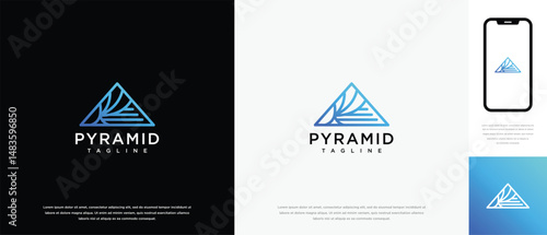 Triangular pyramid logo design. Triangular pyramid logo icon made with lines