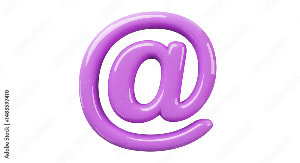Shiny Purple At Symbol Email Sign 3D Render Glossy Cute Digital Communication Online Web Design Shiny Purple At Symbol Email Sign 3D Render Glossy Cute Digital Communication Online Web Design