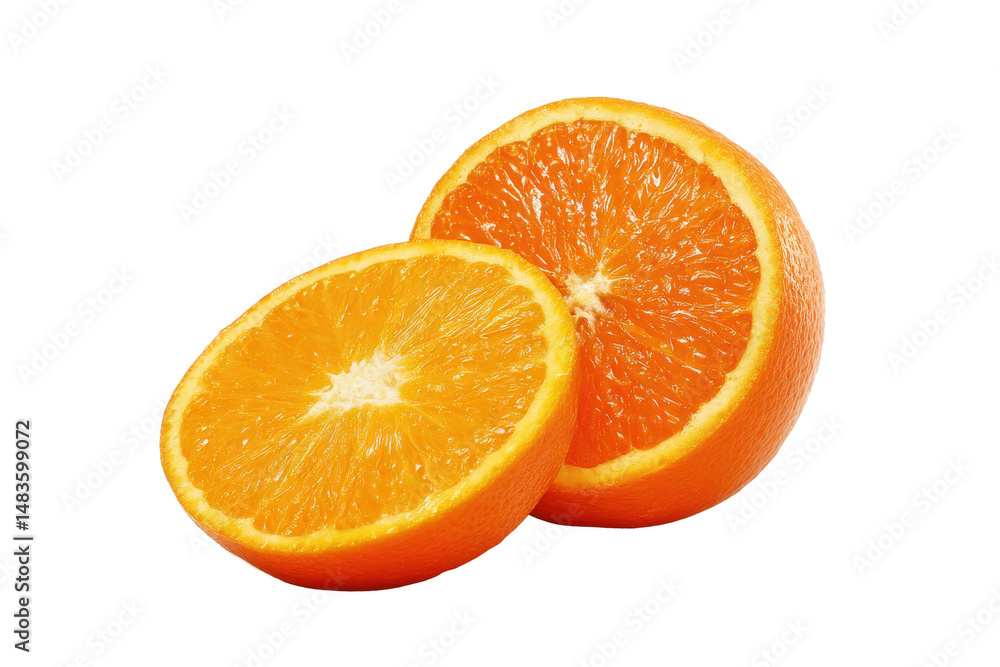 Zesty Citrus Slice: A vibrant, close-up of a halved and sliced orange, showcasing the juicy, pulpy interior and the bright, cheerful essence of freshness and health. Zesty Citrus Slice: A vibrant, close-up of a halved and sliced orange, showcasing the juicy, pulpy interior and the bright, cheerful essence of freshness and health.