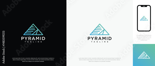 Triangular pyramid logo design. Triangular pyramid logo icon made with lines
