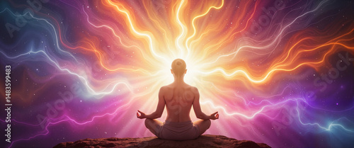 Tablou pe pânză Glowing being experiencing spiritual awakening amidst vibrant energy