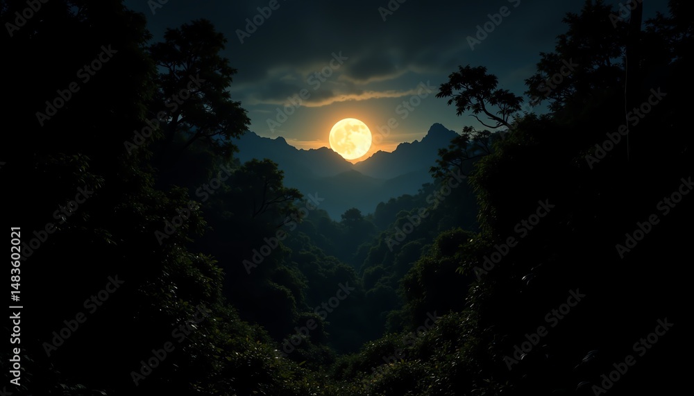 Fototapeta premium Stunning sunset over mountains and forests.