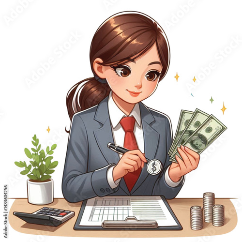Lady counting money