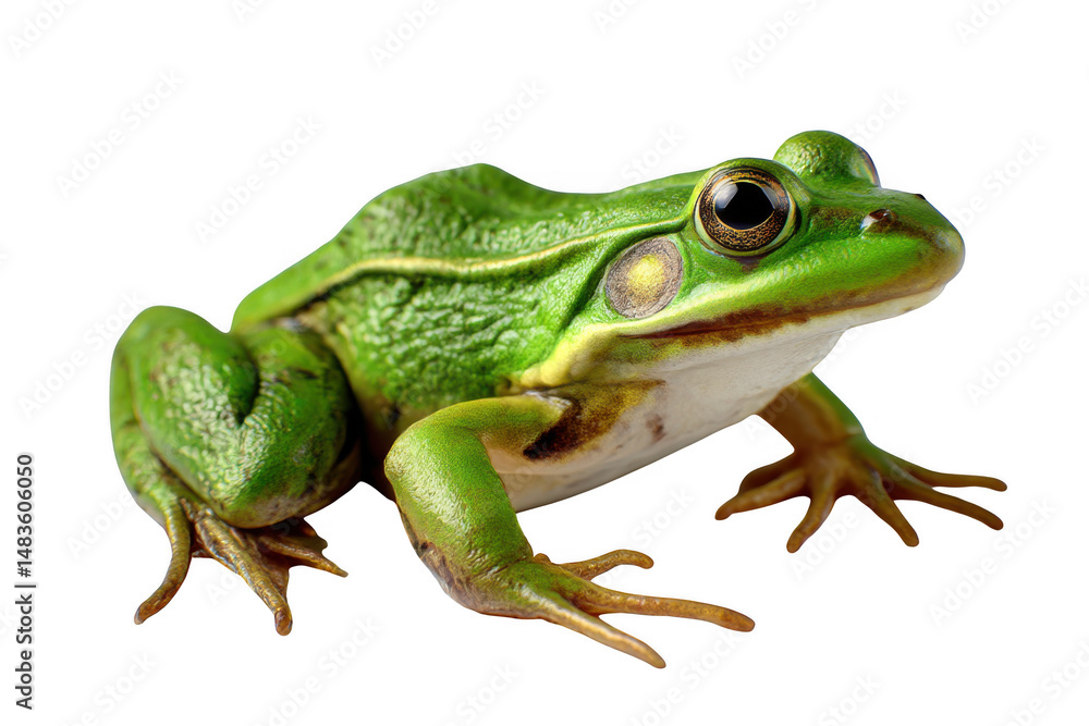 Naklejka premium Green frog sitting isolated on transparent background