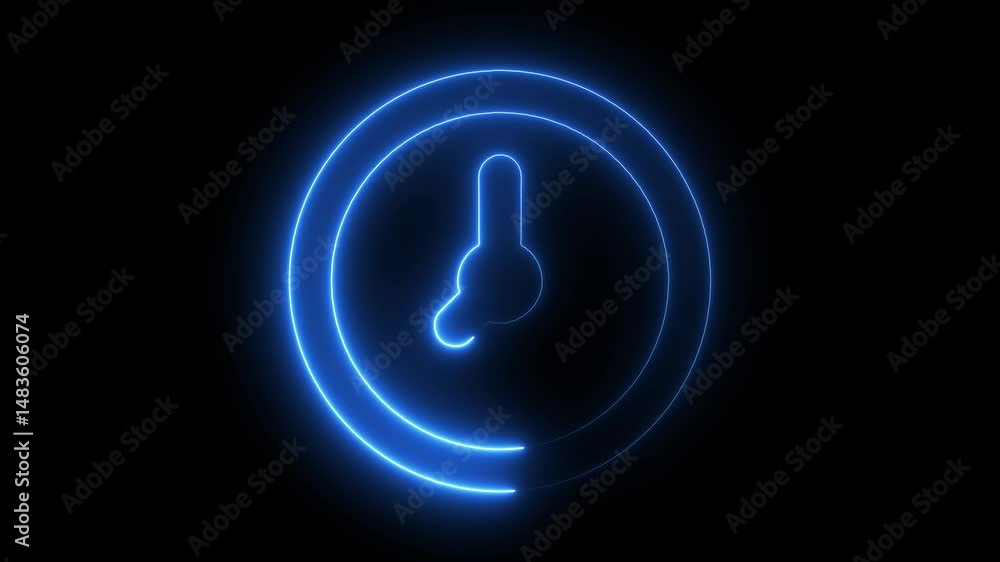 Animation of neon line Clock Icon for time display animated analog clock alarm on alpha channel background clock time icon animation 4k video. Animation of neon line Clock Icon for time display animated analog clock alarm on alpha channel background clock time icon animation 4k video.