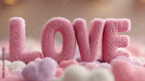 Fluffy love letters crafted from soft materials create a warm atmosphere ideal for romantic occasions