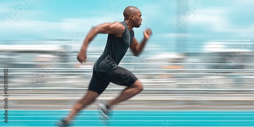 Plakat sprinter running on track 