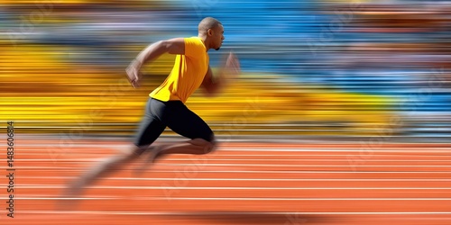 Plakat sprinter running on track 